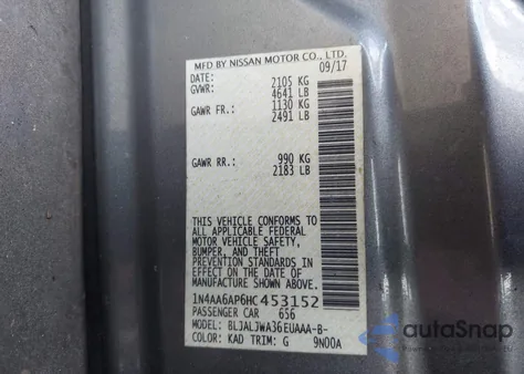 2017 Nissan Maxima 3.5 Sv from USA, damaged, VIN 1N4AA6AP6HC453152